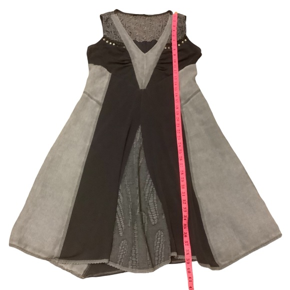 ANGELS NEVER DIE DENIM PATCHWORK/ LACE/ SLEEVELESS/ V-NECK MIDI DRESS/ Size 3 - Picture 9 of 11